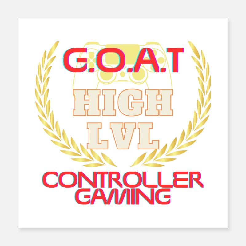 GOAT controller gamer - Poster 40x40 cm - Weiß