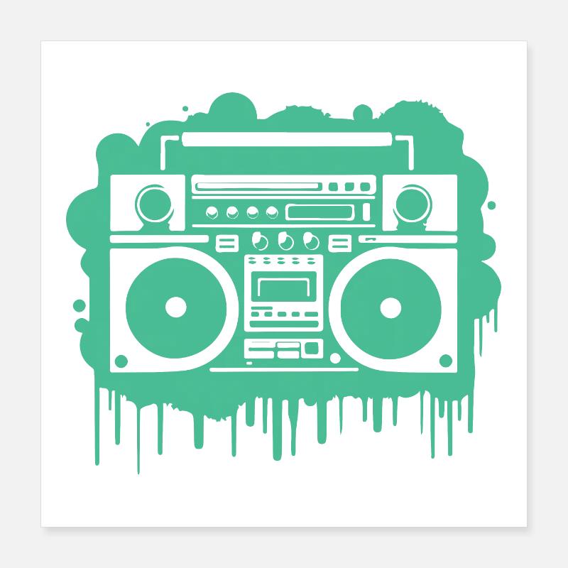 Cyan Ghettoblaster (durchsichtig) Poster 40x40 cm