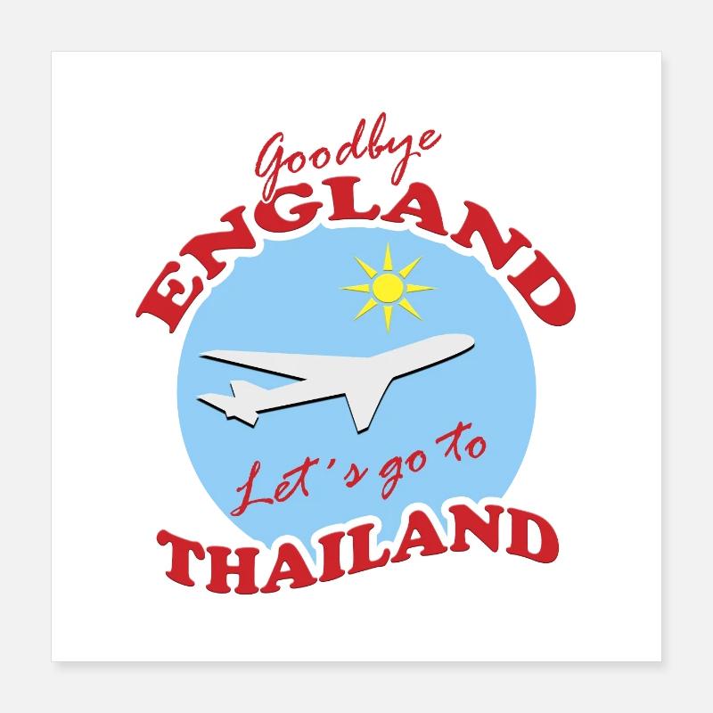 Thaïlande Voyage Adieu Conception d’Avion Poster 40 x 40 cm