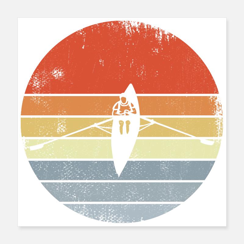 Dessin de bateau à rames Vintage Poster 40 x 40 cm