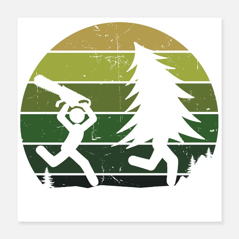 Arbre bûcheron sciure sciure bois bois Poster 40 x 40 cm