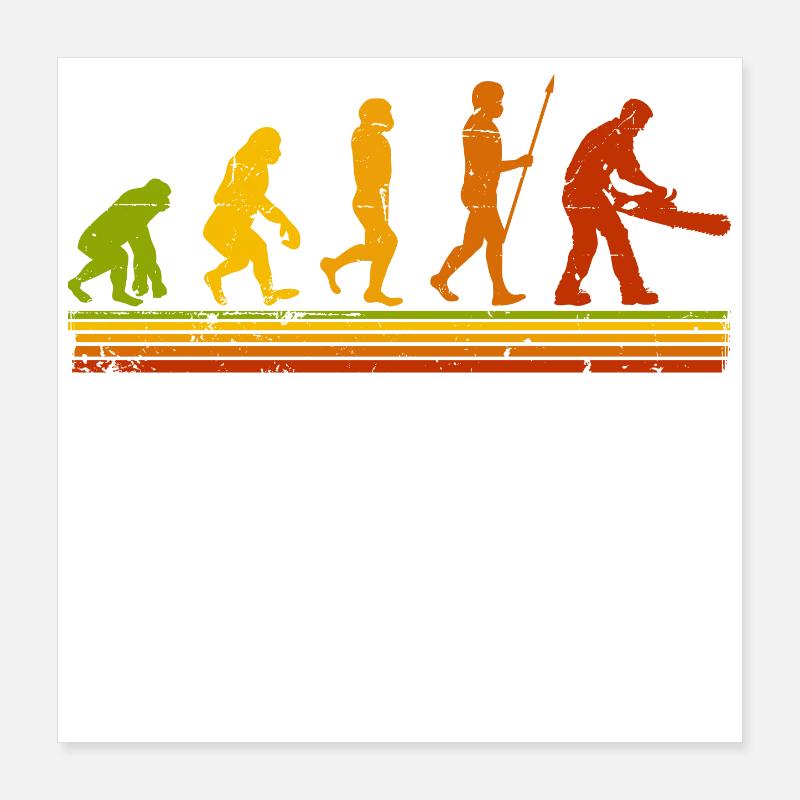 Forstwirt Holzfäller Evolution Brennholz Poster 40x40 cm