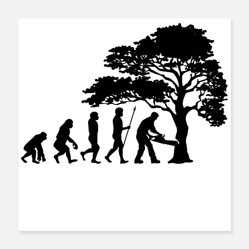 Lumberjack Tree Evolution Saw Sawdust Poster 16" x 16" (40x40 cm)