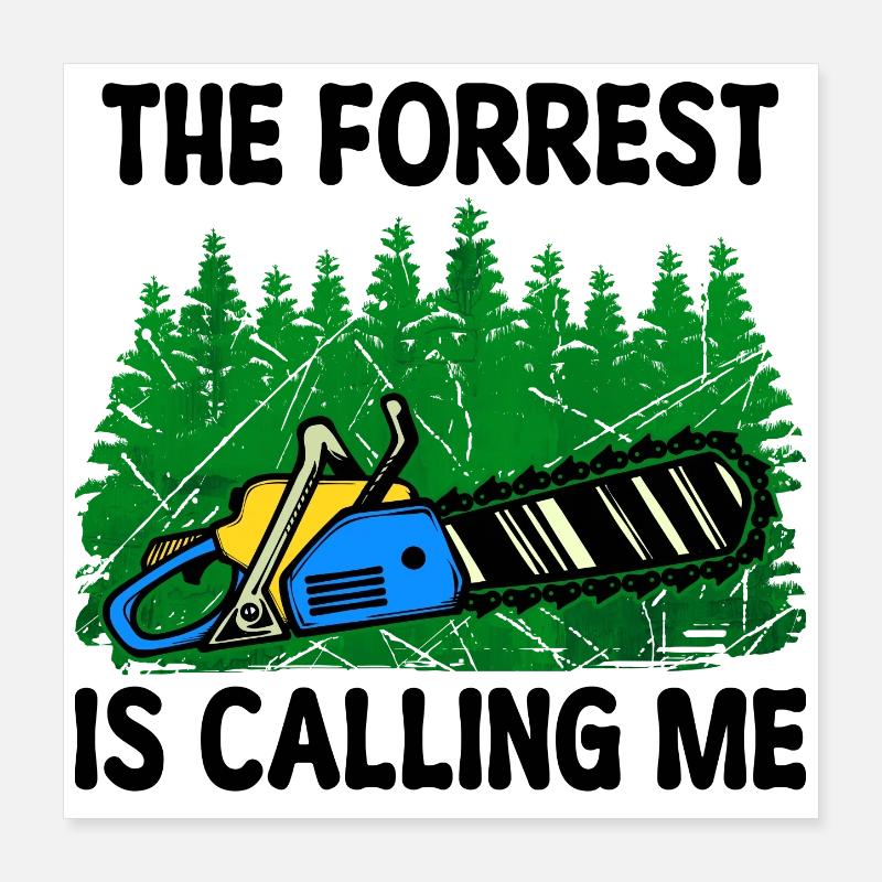 Säge Holzarbeit Holzfäller Baum Statement Forst Poster 40x40 cm