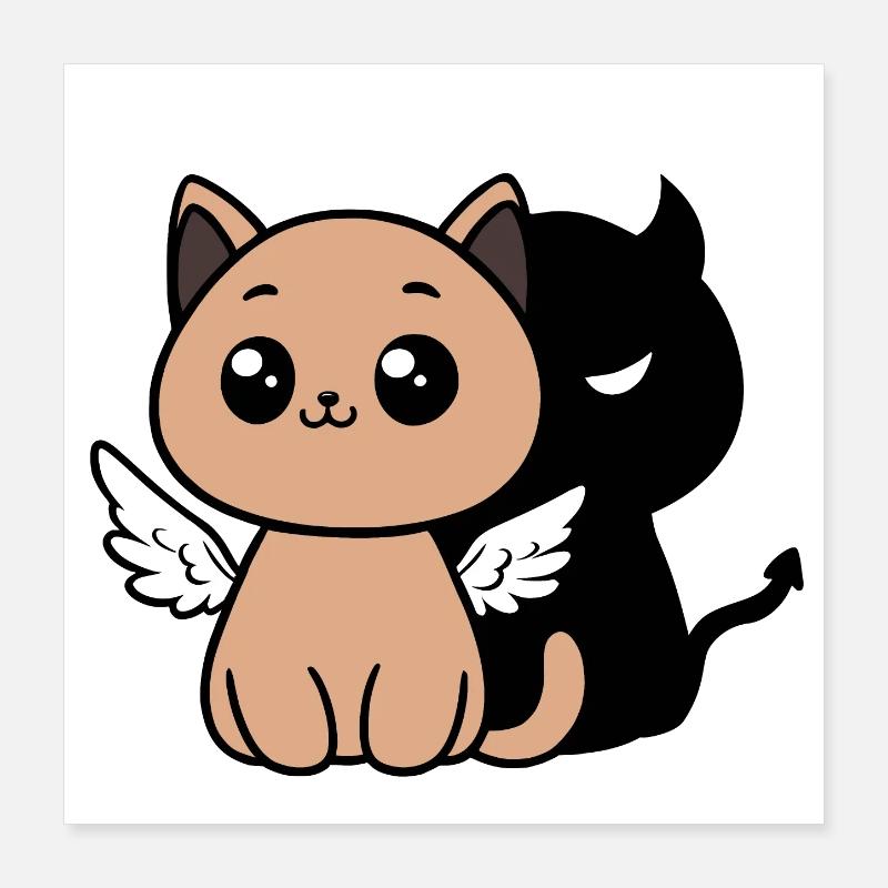 Engelskatze mit Teufelsschatten Poster 40x40 cm