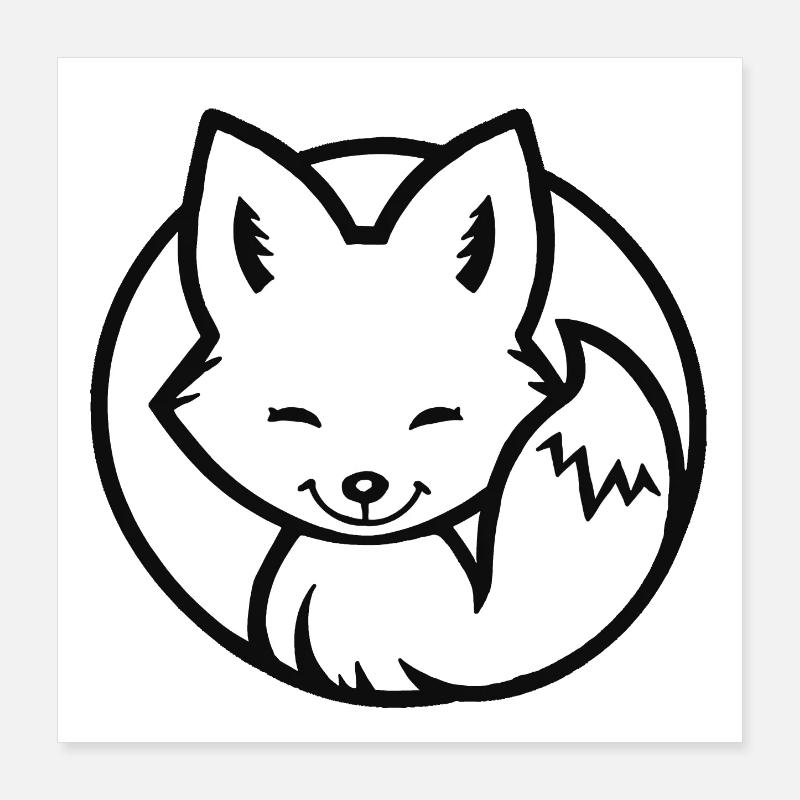 Little Fox (Black & White) Poster 16" x 16" (40x40 cm)