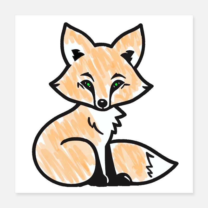 Roter Fuchs (Schwarz) Poster 40x40 cm