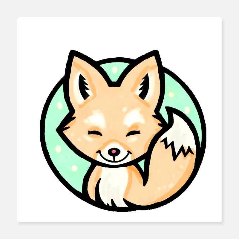 Petit renard (coloré) Poster 40 x 40 cm