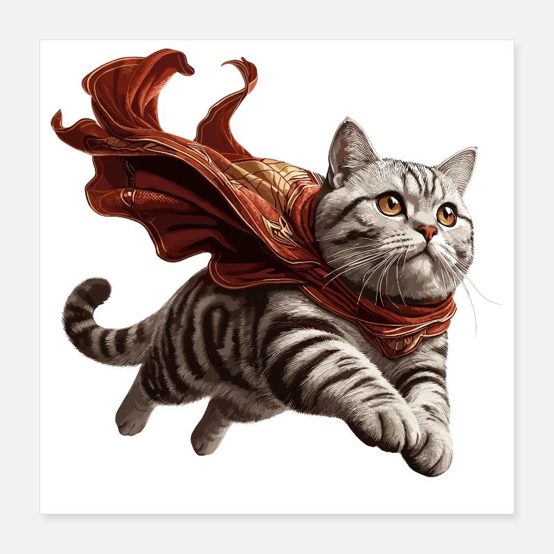 Super chat British Shorthair BKH Tabby Poster 40 x 40 cm
