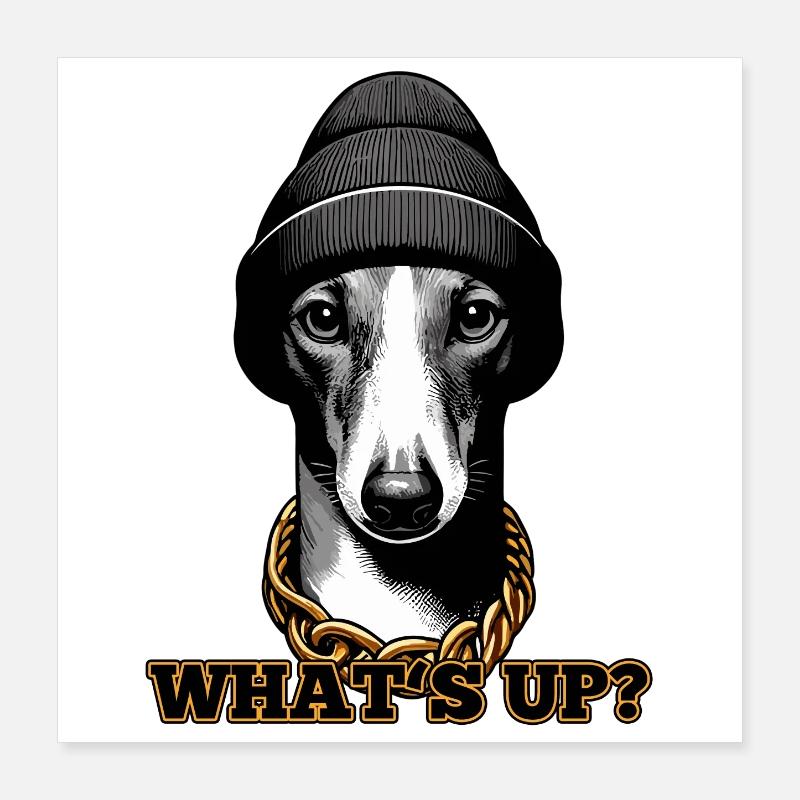 Windhund Was geht ab? Hund Geschenk Poster 40x40 cm