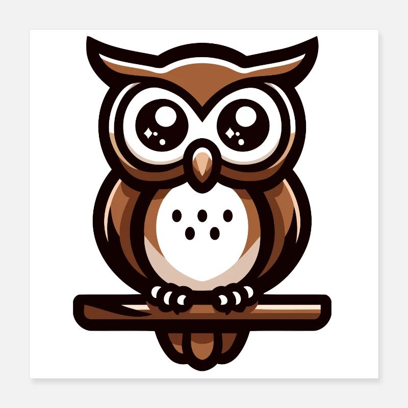 Eine Eule im Cartoon-Stil Poster 40x40 cm
