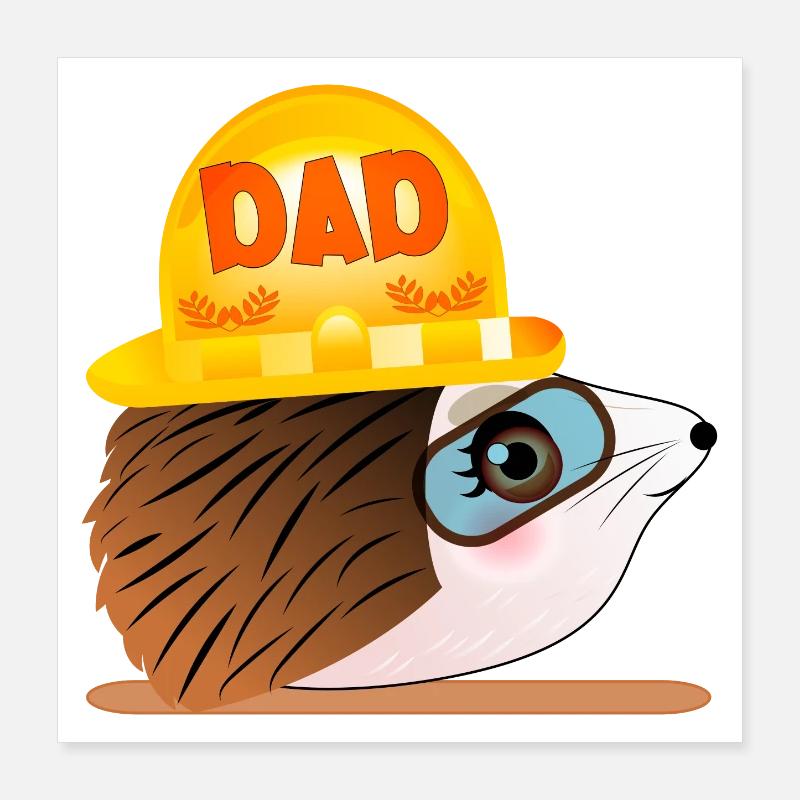 Hedgehog Dad - Construction Poster 16" x 16" (40x40 cm)