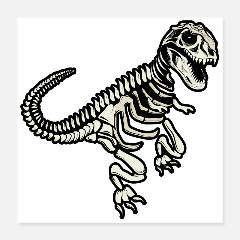 Dinosaur Skeleton Tyrannosaurus Rex Dino Fossil Poster 16" x 16" (40x40 cm)