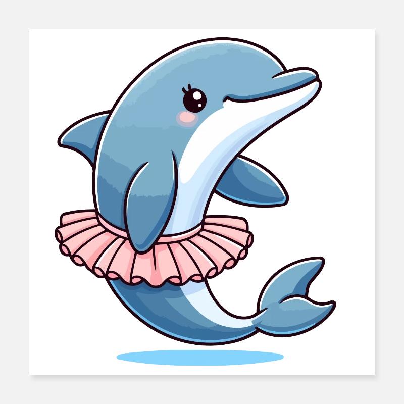 Balletic Dolphin: Graceful Waves Poster 16" x 16" (40x40 cm)