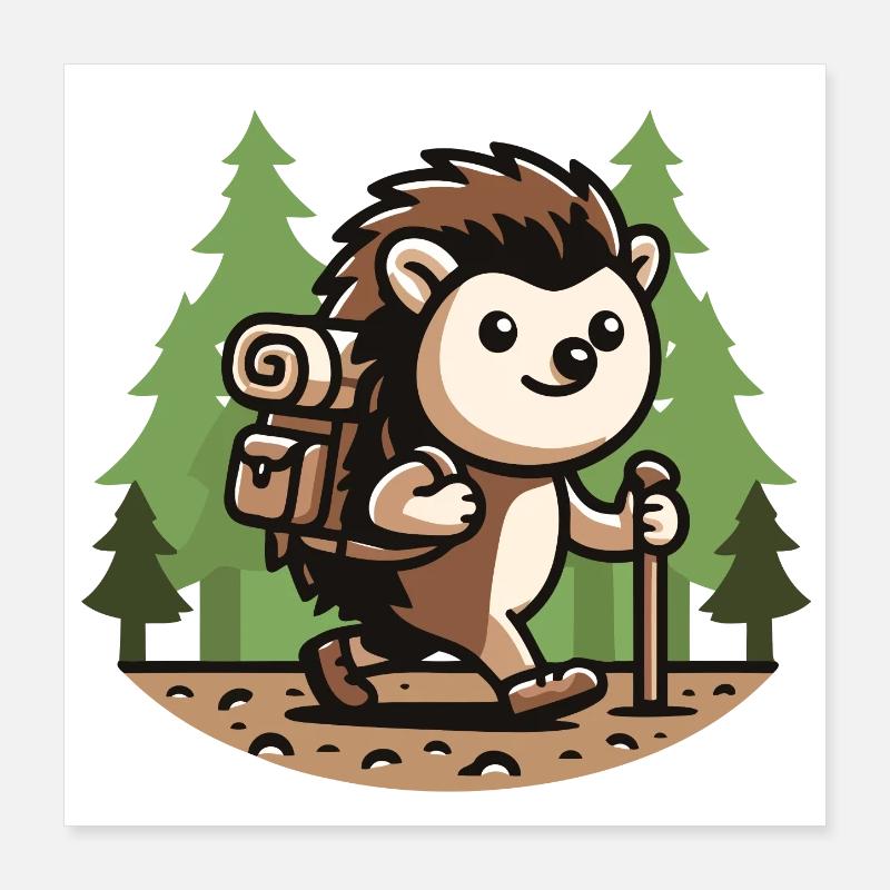 Wanderwanderer: Der Wanderigel Poster 40x40 cm