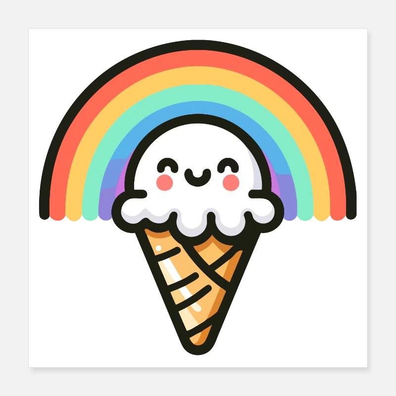 Rainbow Scoop: Der süßeste Bogen Poster 40x40 cm