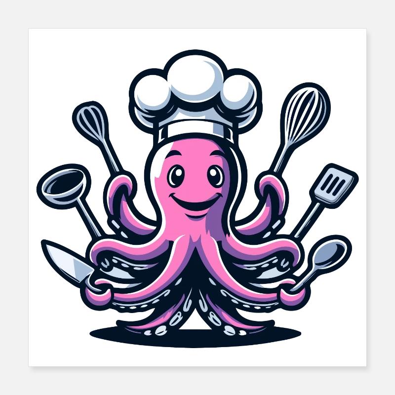 Octo-Chef : Le tentacule gourmand Poster 40 x 40 cm