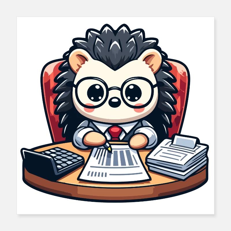 Hérisson comptable : la bestiole calculatrice Poster 40 x 40 cm