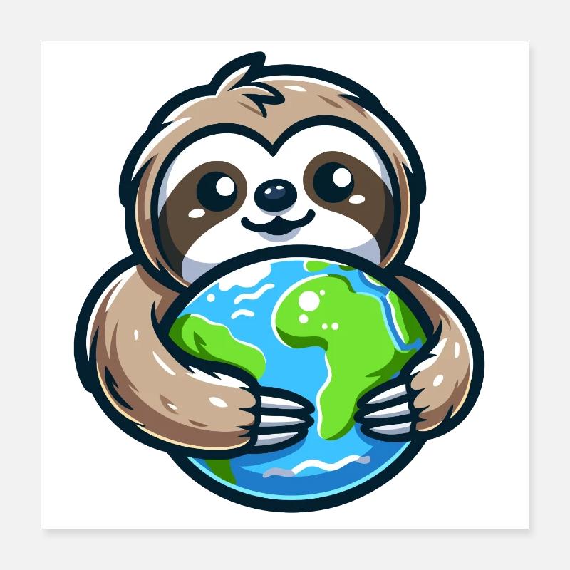 Umarme das Erdfaultier Poster 40x40 cm