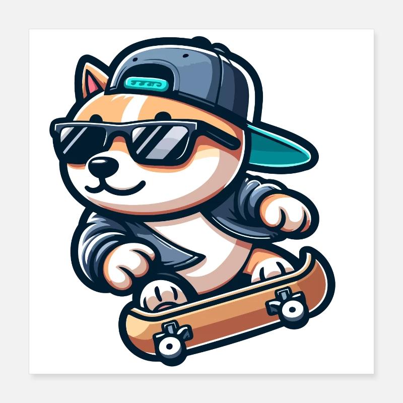 Corgi Boarder: Der Eislauf-Sidekick Poster 40x40 cm