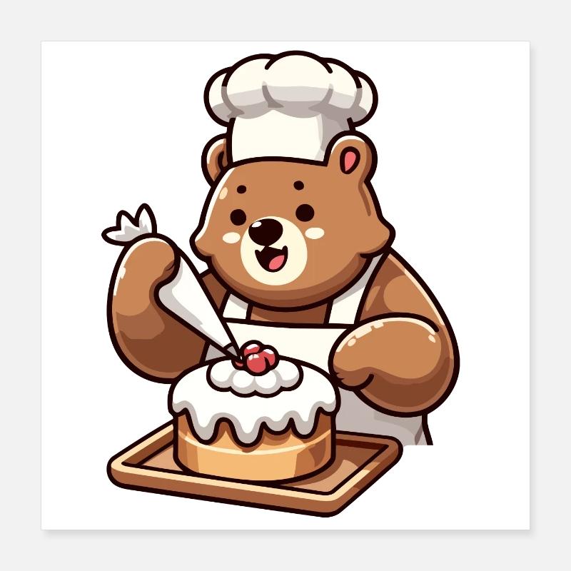 Baker Bear : Le charmeur de gâteaux Poster 40 x 40 cm