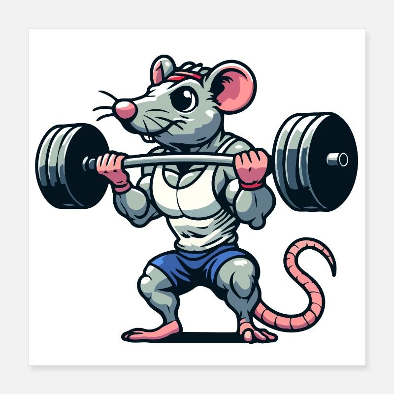 Mighty Mouse Lifter: Der Workout-Krieger Poster 40x40 cm