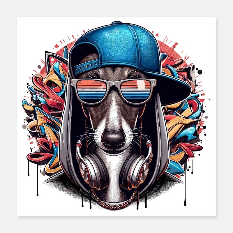 Cadeau de graffiti de chien Greyhound Gangsta Poster 40 x 40 cm