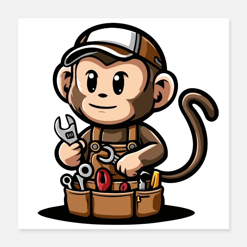 Handy Monkey Mechanic Poster 16" x 16" (40x40 cm)