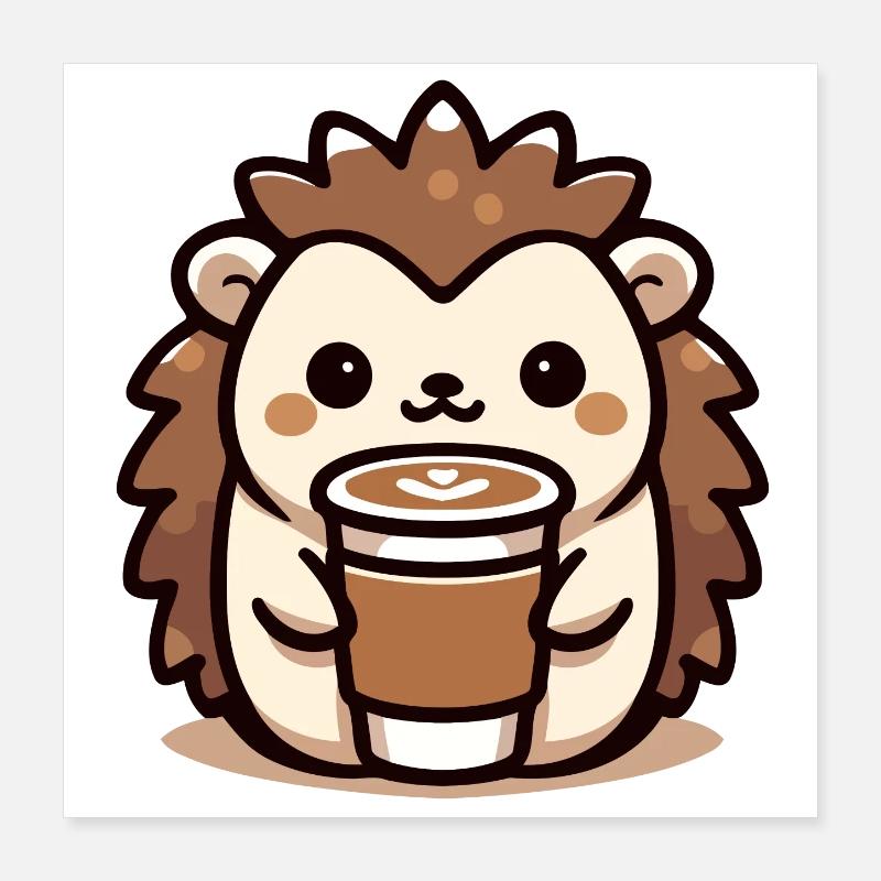 Kaffeeliebender Igel Poster 40x40 cm