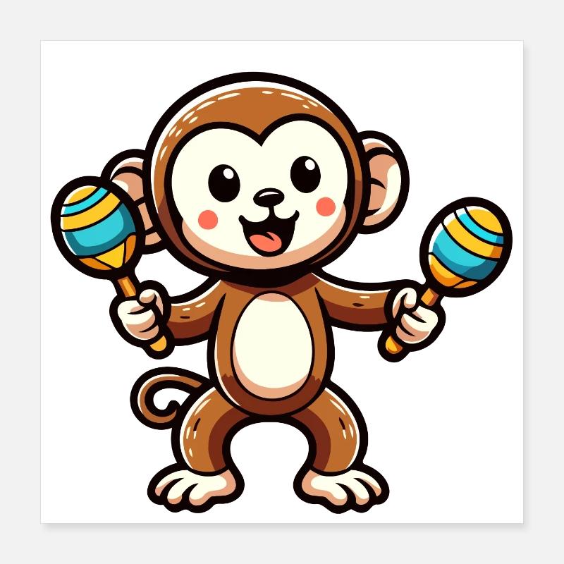 Singe Maraca : le primate musical Poster 40 x 40 cm