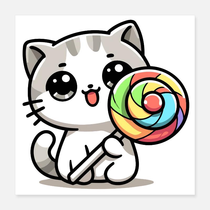Moustaches sucrées : le chat de bonbon Poster 40 x 40 cm