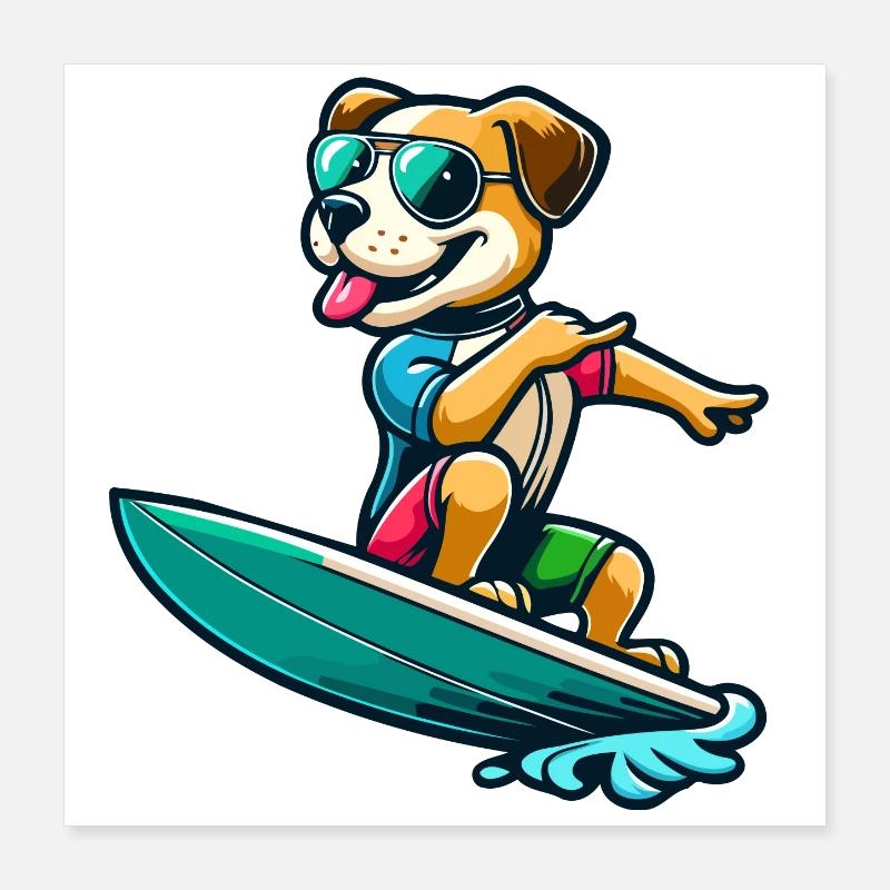 Copain de surf des vagues Poster 40 x 40 cm