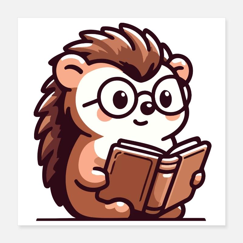 Bücherwurm-Igel: Der winzige Gelehrte Poster 40x40 cm