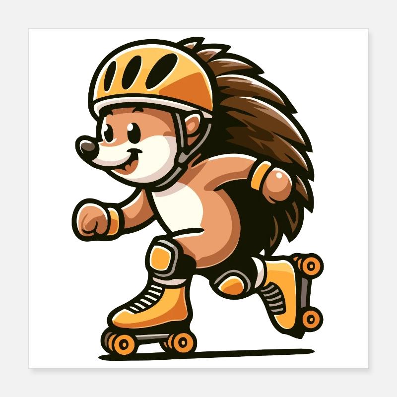 Roller Rush Hedgehog : Le patineur rapide Poster 40 x 40 cm