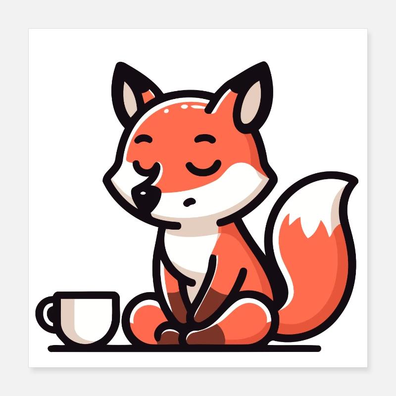 Zen Fox: The Tranquil Tea Master Poster 16" x 16" (40x40 cm)
