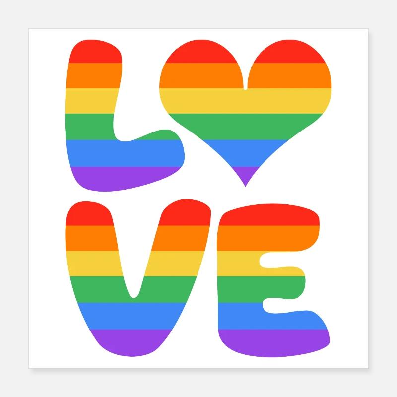 Regenbogenliebe Herzdesign Poster 40x40 cm