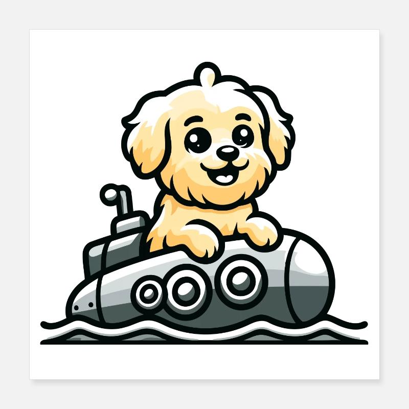 Adventure Pup: The Nautical Explorer Poster 16" x 16" (40x40 cm)