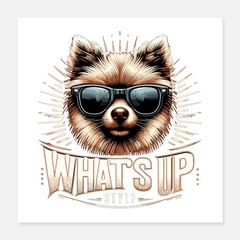 Kleinspitz Spitz Was geht ab Gangsta Hund Geschenk Poster 40x40 cm