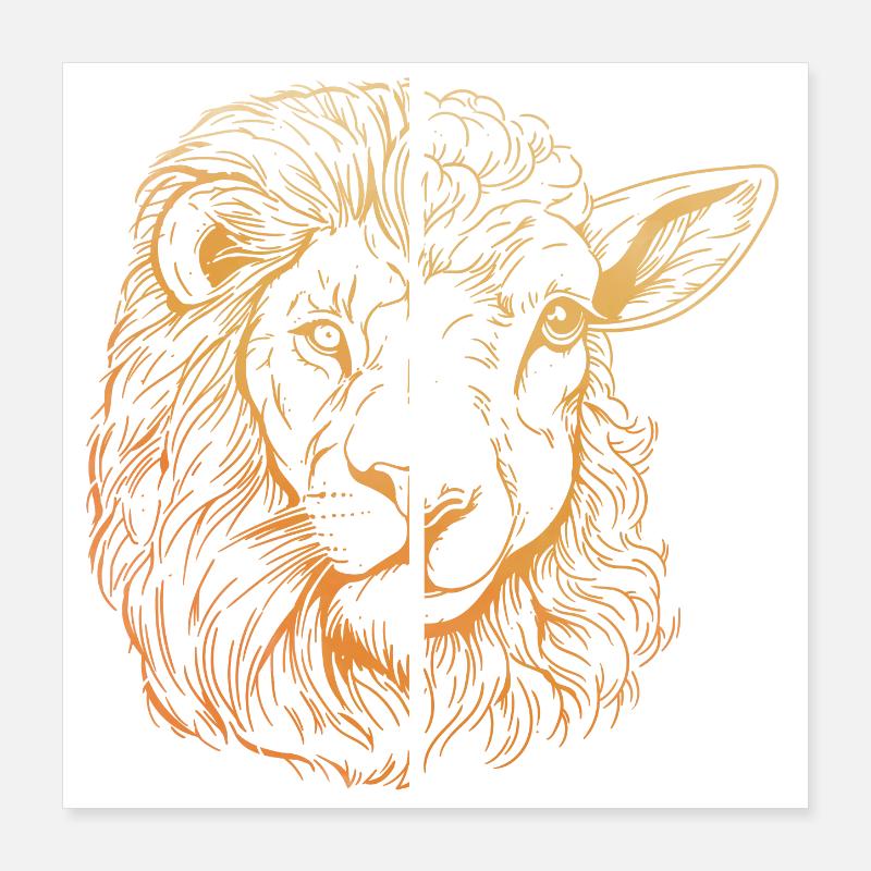 Lion and Lamb Poster 16" x 16" (40x40 cm)