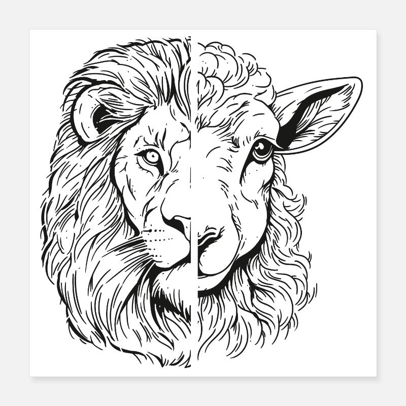 Lion and Lamb Poster 16" x 16" (40x40 cm)