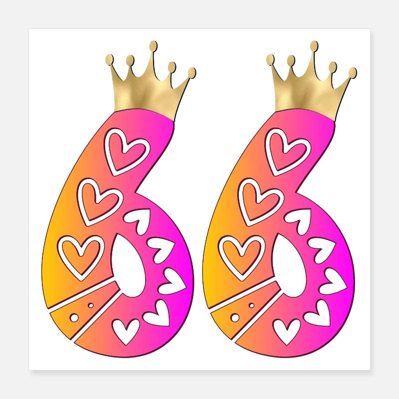 66. Geburtstag - Krone Poster 40x40 cm