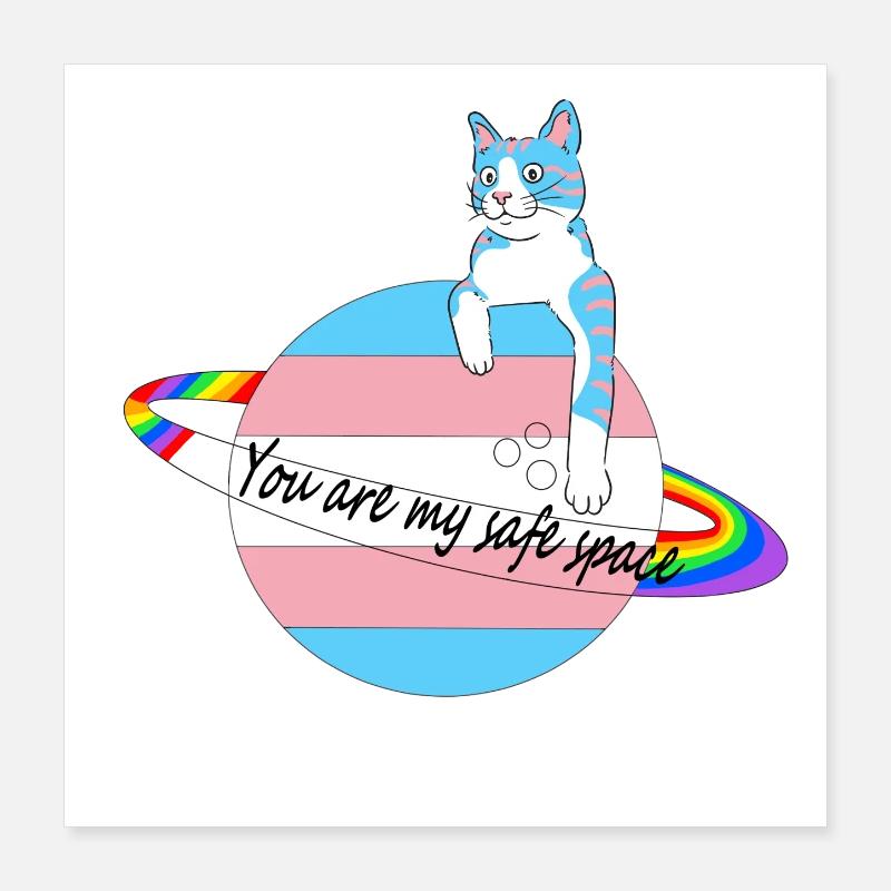 Safe Space Cat Poster 40x40 cm