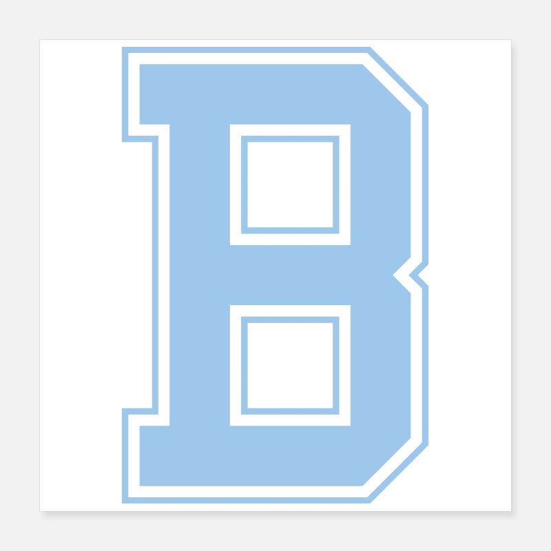 Monogramm Hellblau Varsity College Initiale B Poster 40x40 cm
