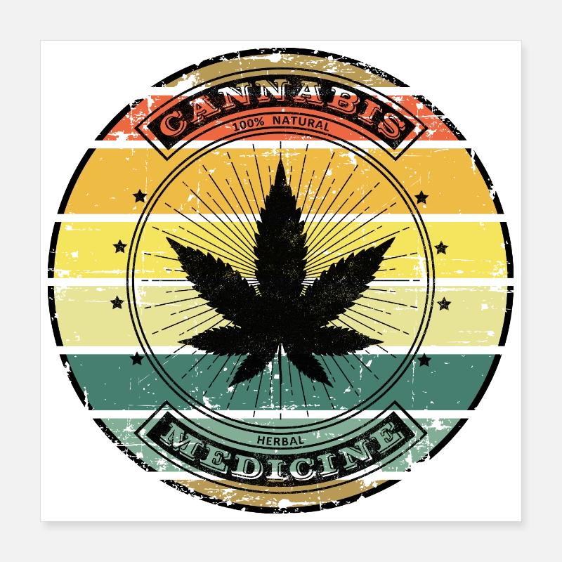 Retro Weed - Feuille de Cannabis Vintage Poster 40 x 40 cm