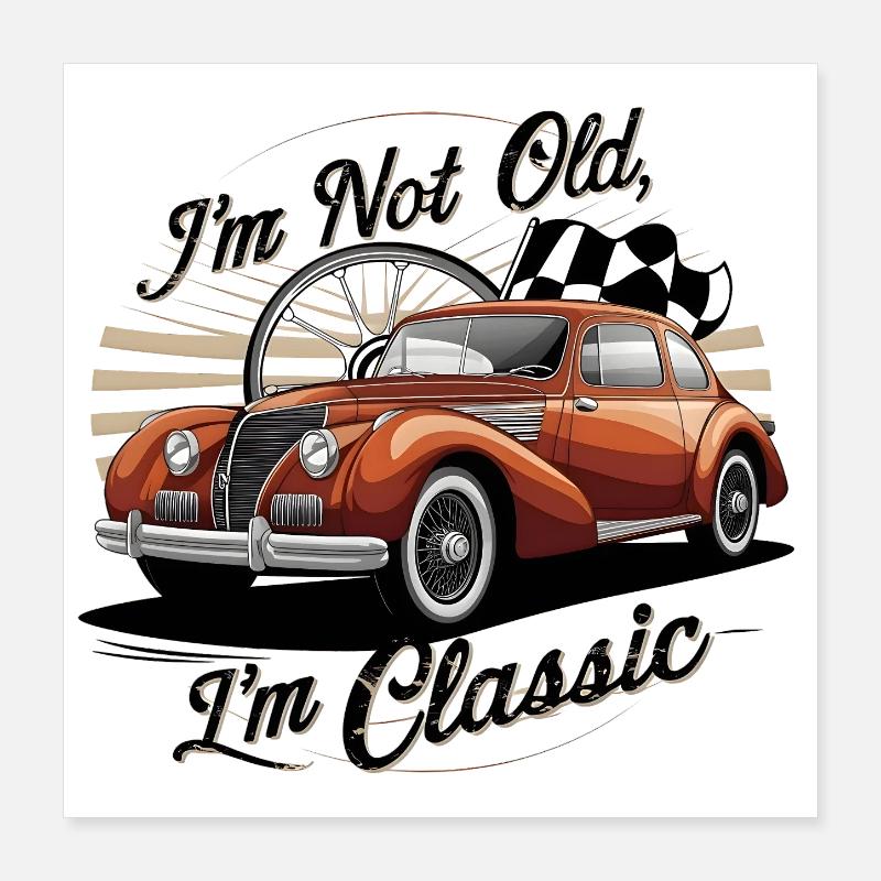Vintage Classic Car with Vintage Text Poster 16" x 16" (40x40 cm)