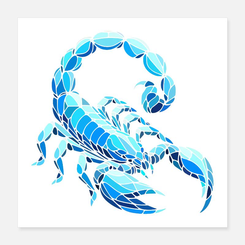 scorpion bleu art géométrique polygonal Poster 40 x 40 cm