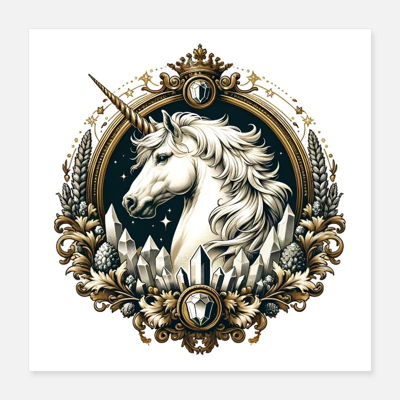majestueuse licorne décorée avec art Poster 40 x 40 cm