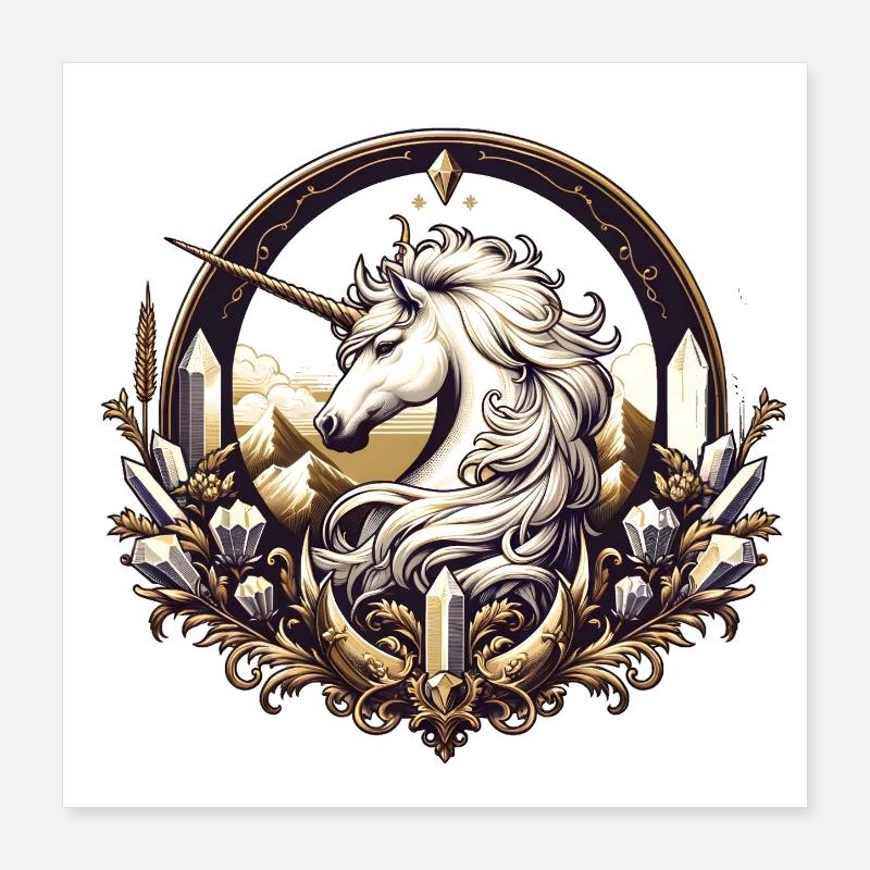 majestueuse licorne décorée avec art Poster 40 x 40 cm