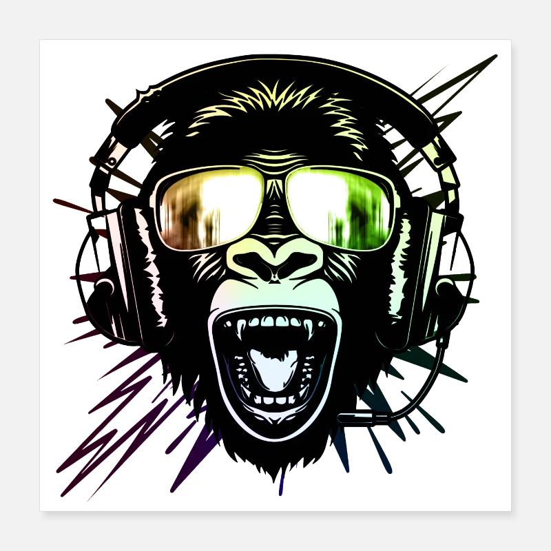 Affe mit Neonbrille Poster 40x40 cm