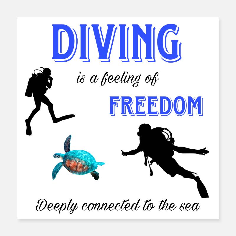 Tortue de la Liberté de Plongée Poster 40 x 40 cm